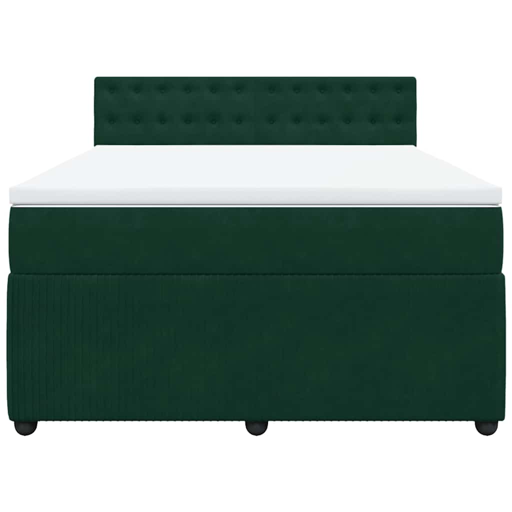 Cama com molas/colchão 160x200 cm veludo verde-escuro