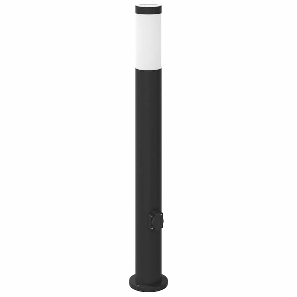 Conjunto de 3 postes de iluminação com tomada, 80 cm, aço inoxidável, IP44