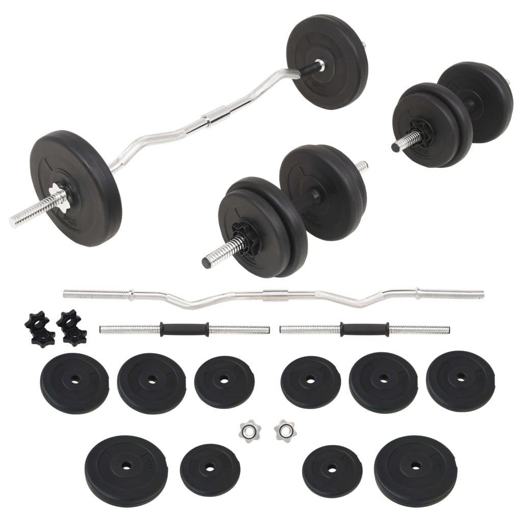 Conjunto de barra e halteres 30 kg