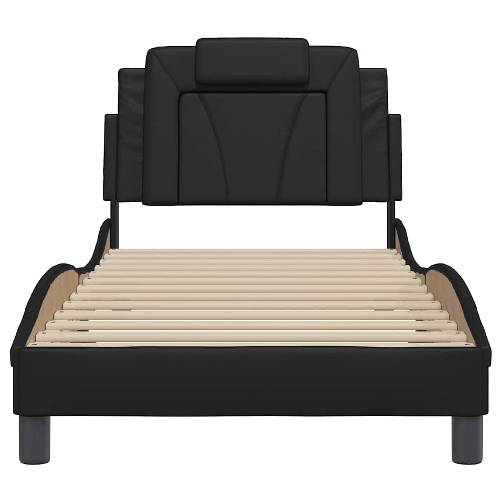 Estrutura de cama viana sem colchão 90x190 cm couro artificial preto