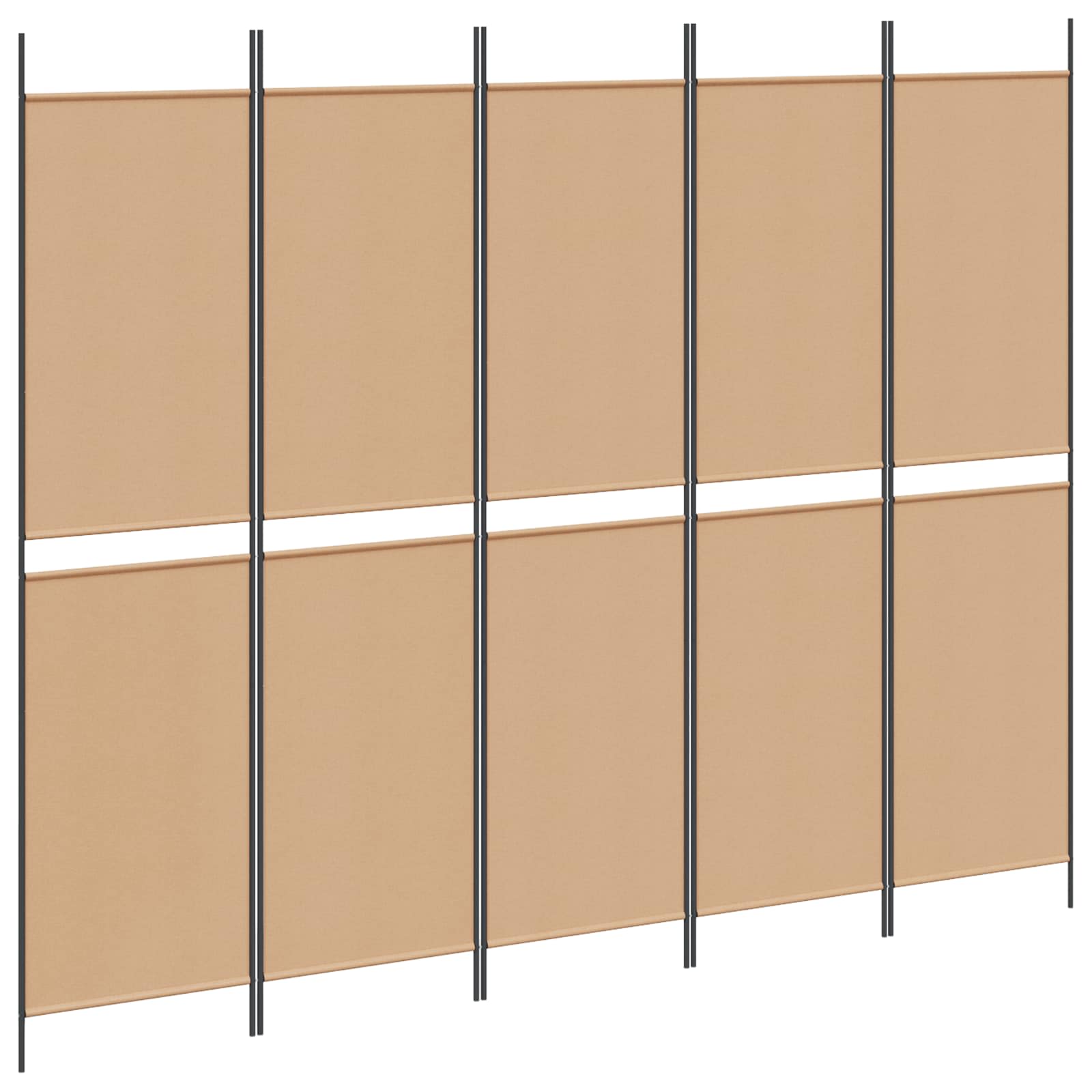 Divisor de ambiente de 5 painéis bege 250 x 200 cm tecido