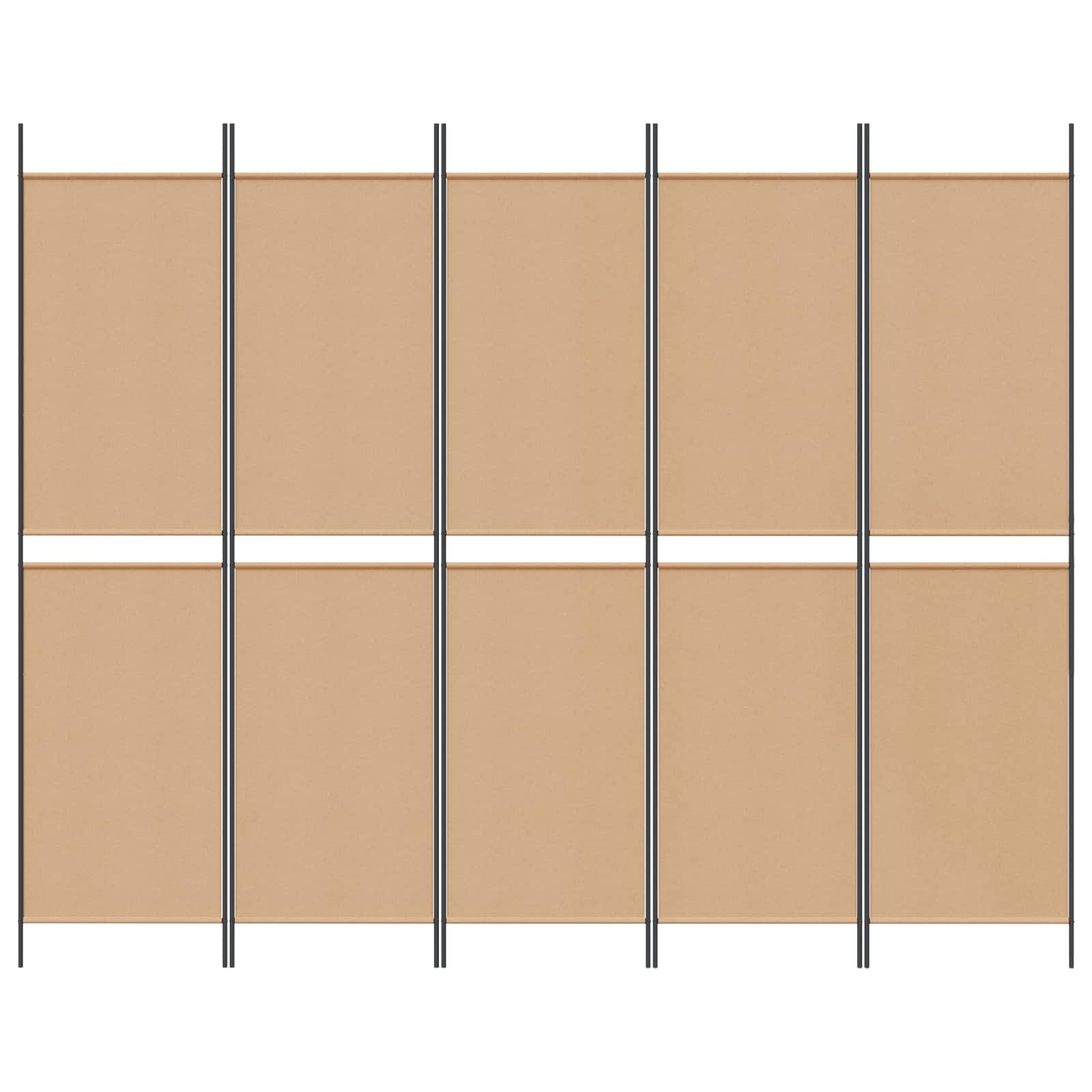 Divisor de ambiente de 5 painéis bege 250 x 200 cm tecido