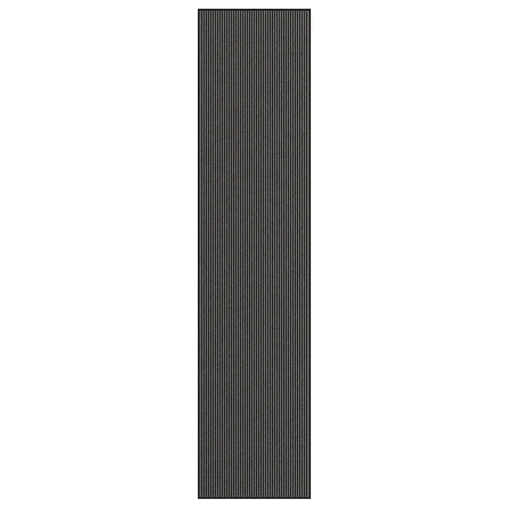 Capacho às riscas preto e cinzento 115x500 cm
