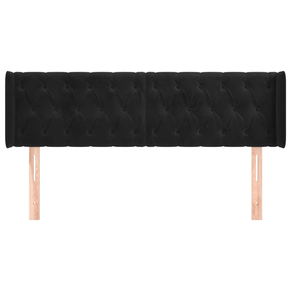 Cabeceira de cama c/ abas veludo 163x16x78/88 cm preto