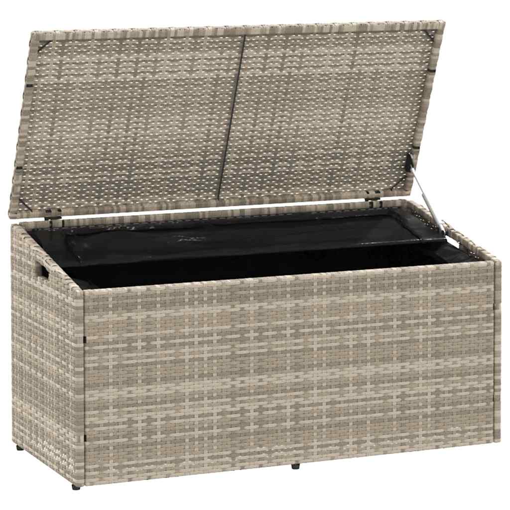 Caixa de arrumação p/ jardim 110x50x58 cm vime PE cinza-claro