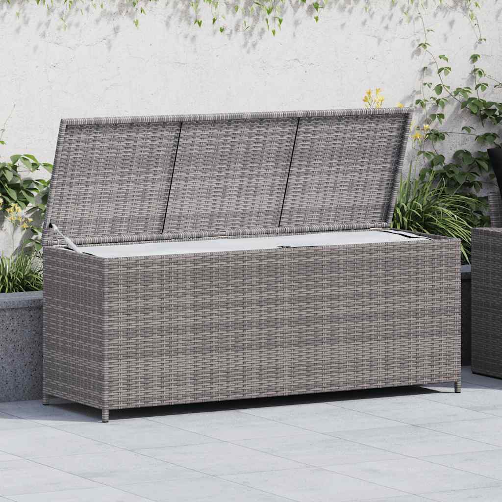 Caixa de arrumação para jardim 150x50x60 cm vime PE cinzento