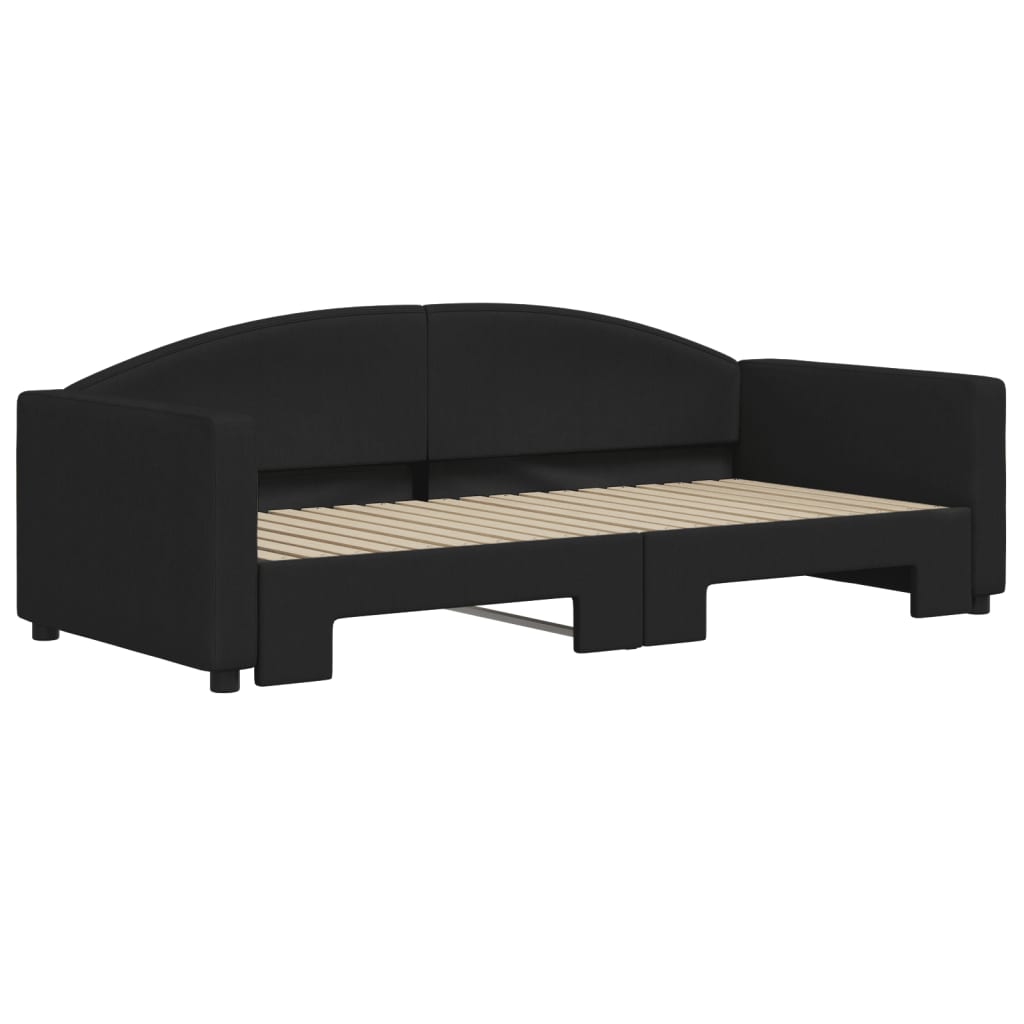 Sofá-cama com gavetão 90x190 cm tecido preto