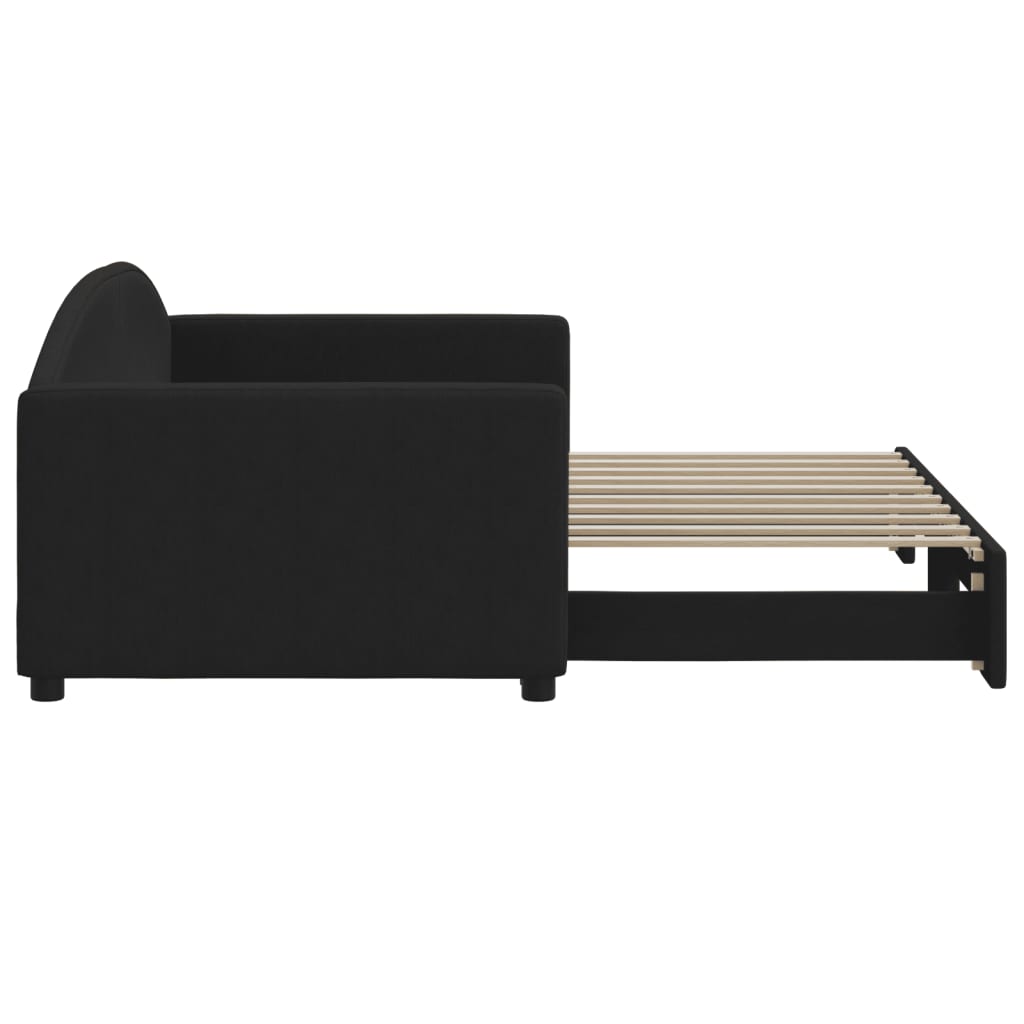 Sofá-cama com gavetão 90x190 cm tecido preto