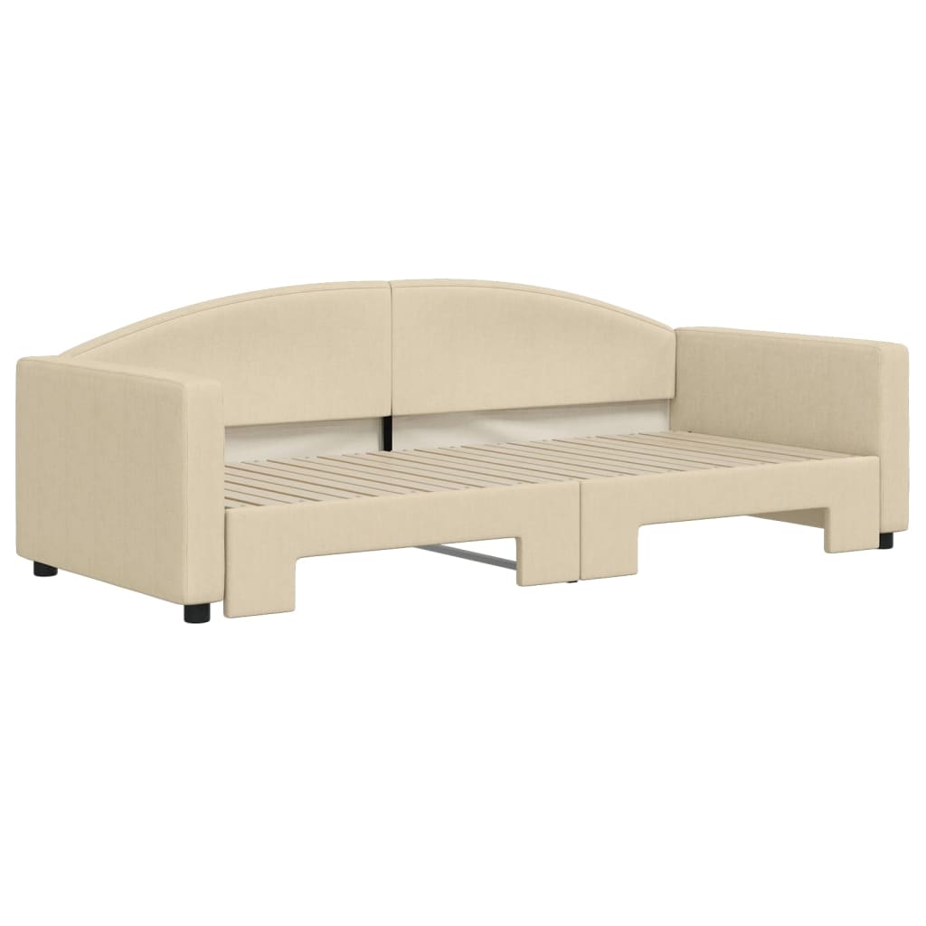 Sofá-cama com gavetão 90x200 cm tecido cor creme