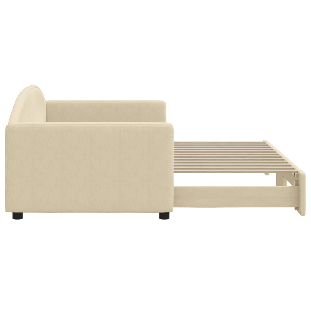 Sofá-cama com gavetão 90x200 cm tecido cor creme
