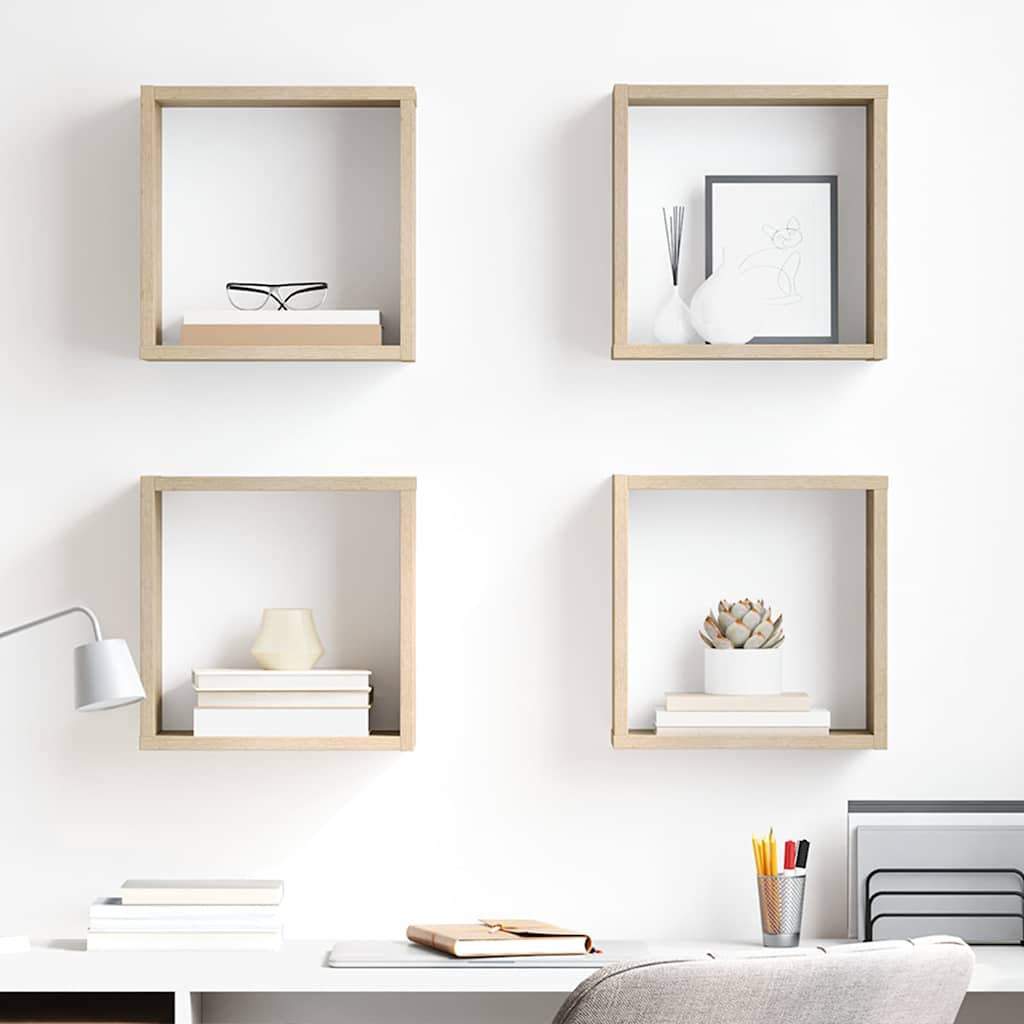 Prateleiras de parede em forma de cubo 4 pcs 30x15x30cm sonoma