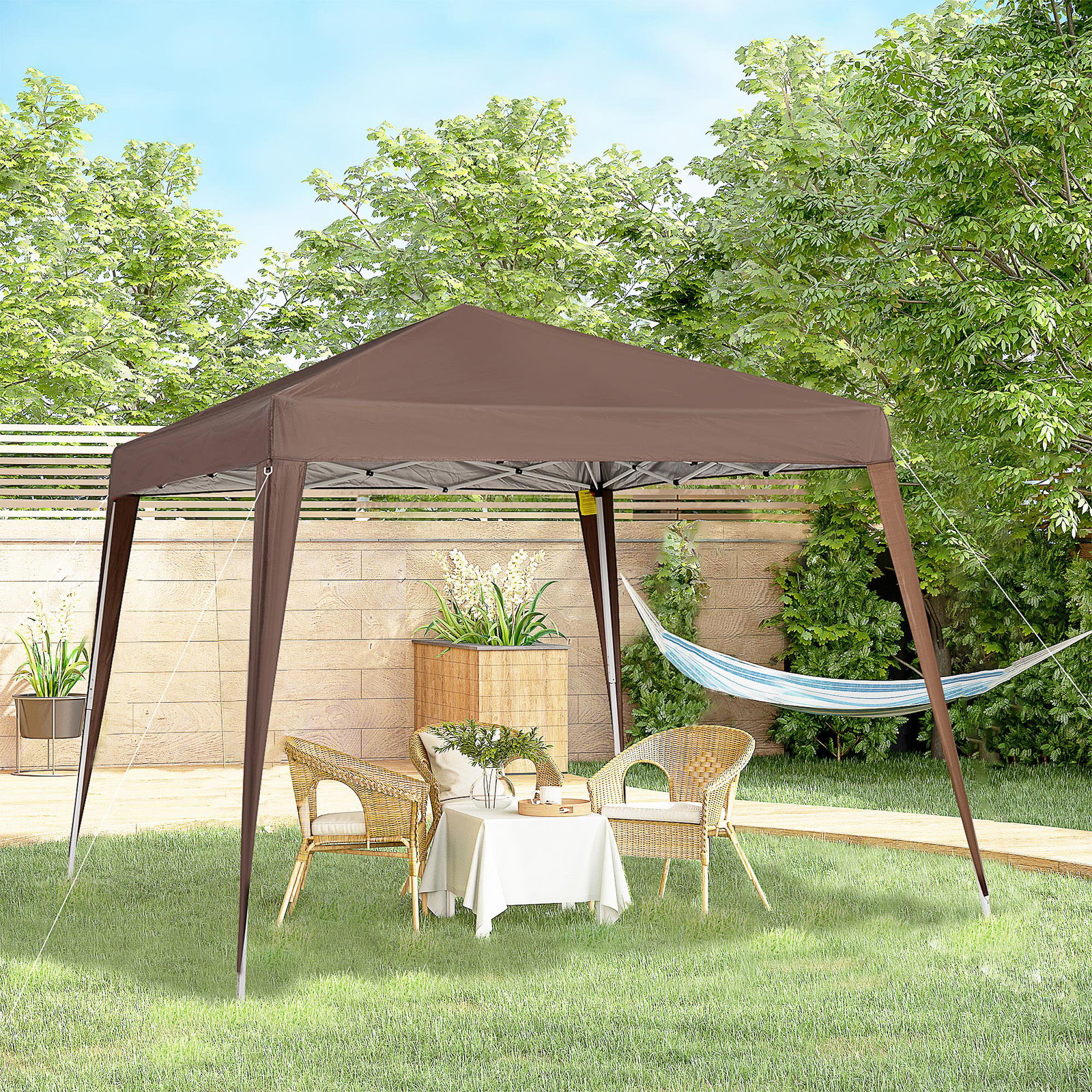 Tenda dobrável 3x3 m tenda pop-up de jardim altura ajustável com saco de transporte anti-UV impermeável castanho