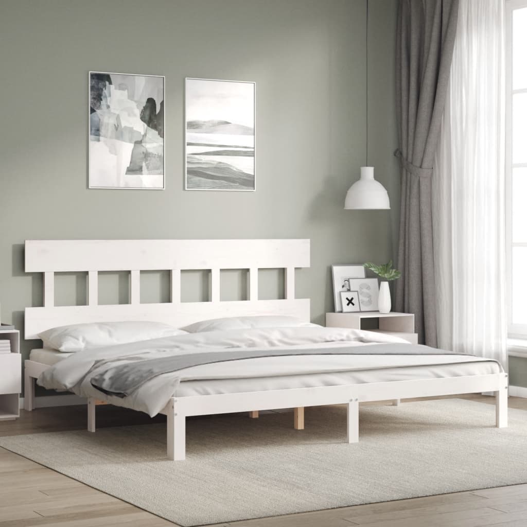 Cama sem colchão 200x200 cm madeira de pinho maciça branco
