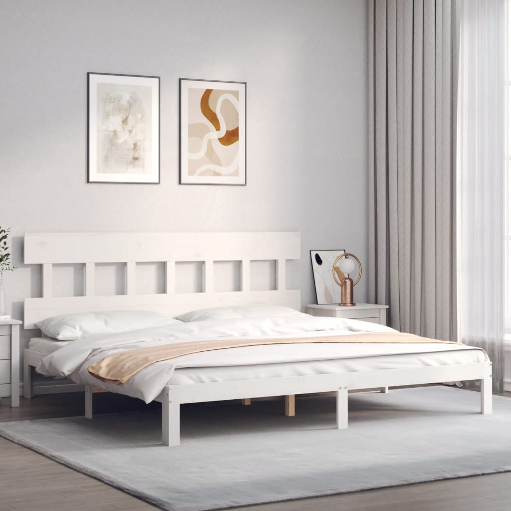 Cama sem colchão 200x200 cm madeira de pinho maciça branco
