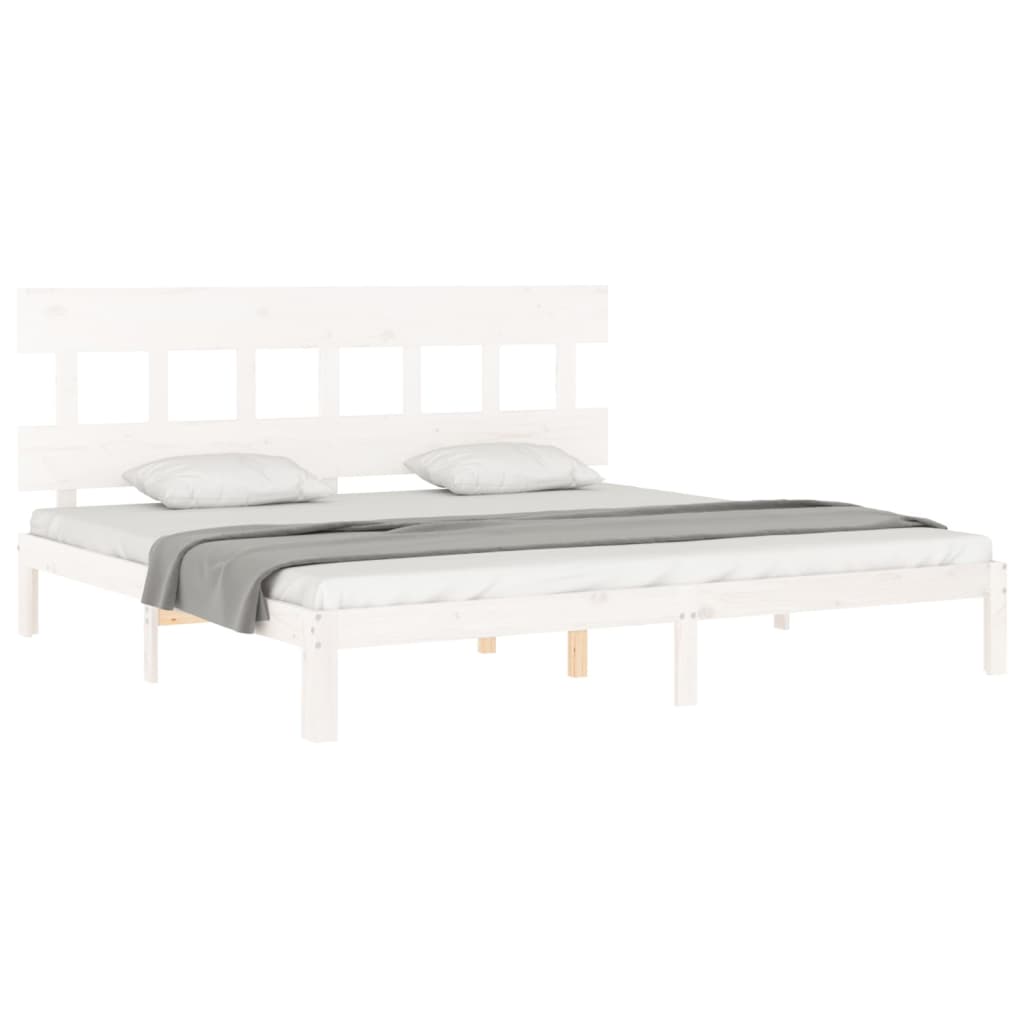 Cama sem colchão 200x200 cm madeira de pinho maciça branco
