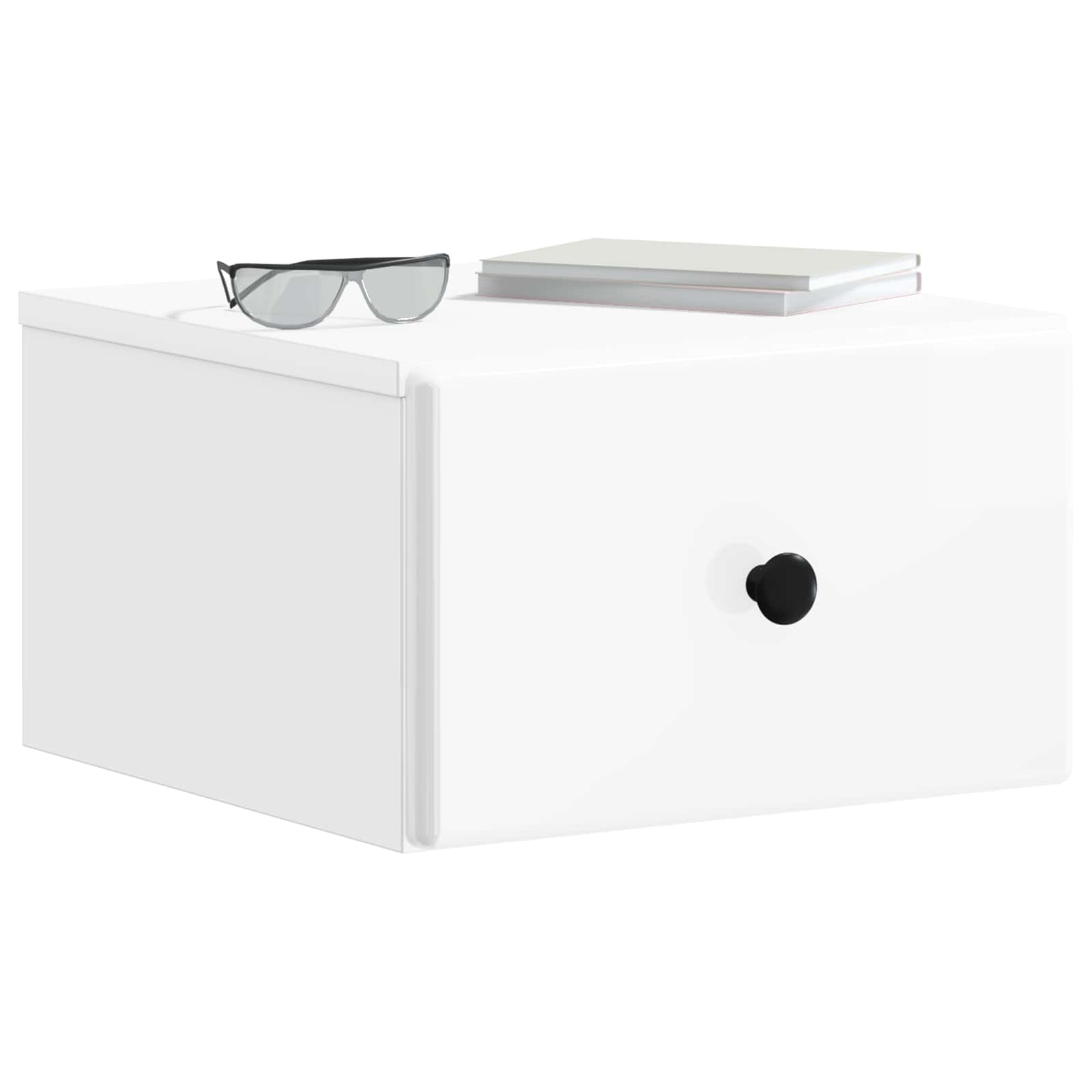 Gabinete de canto montado na parede com gaveta branco brilhante