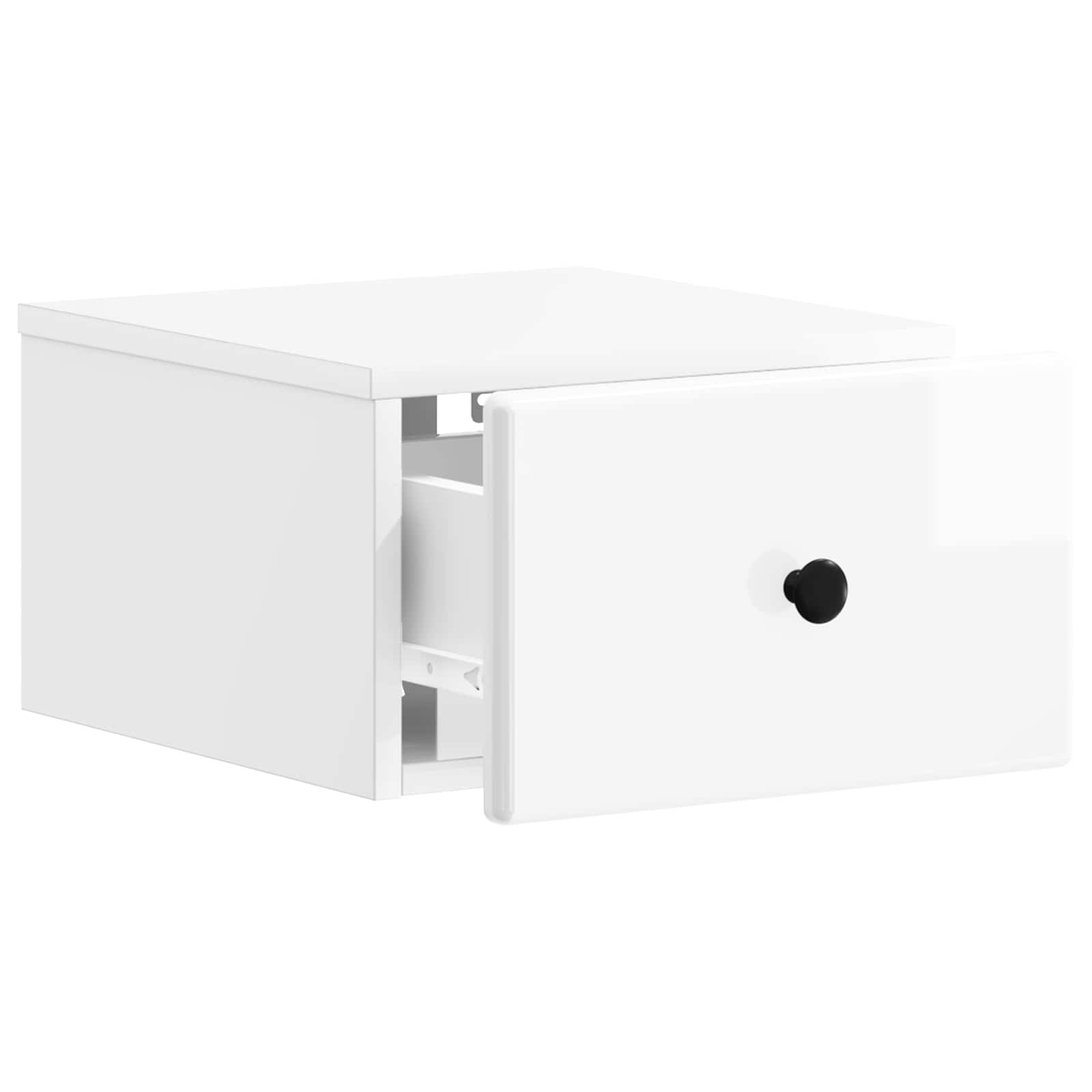 Gabinete de canto montado na parede com gaveta branco brilhante