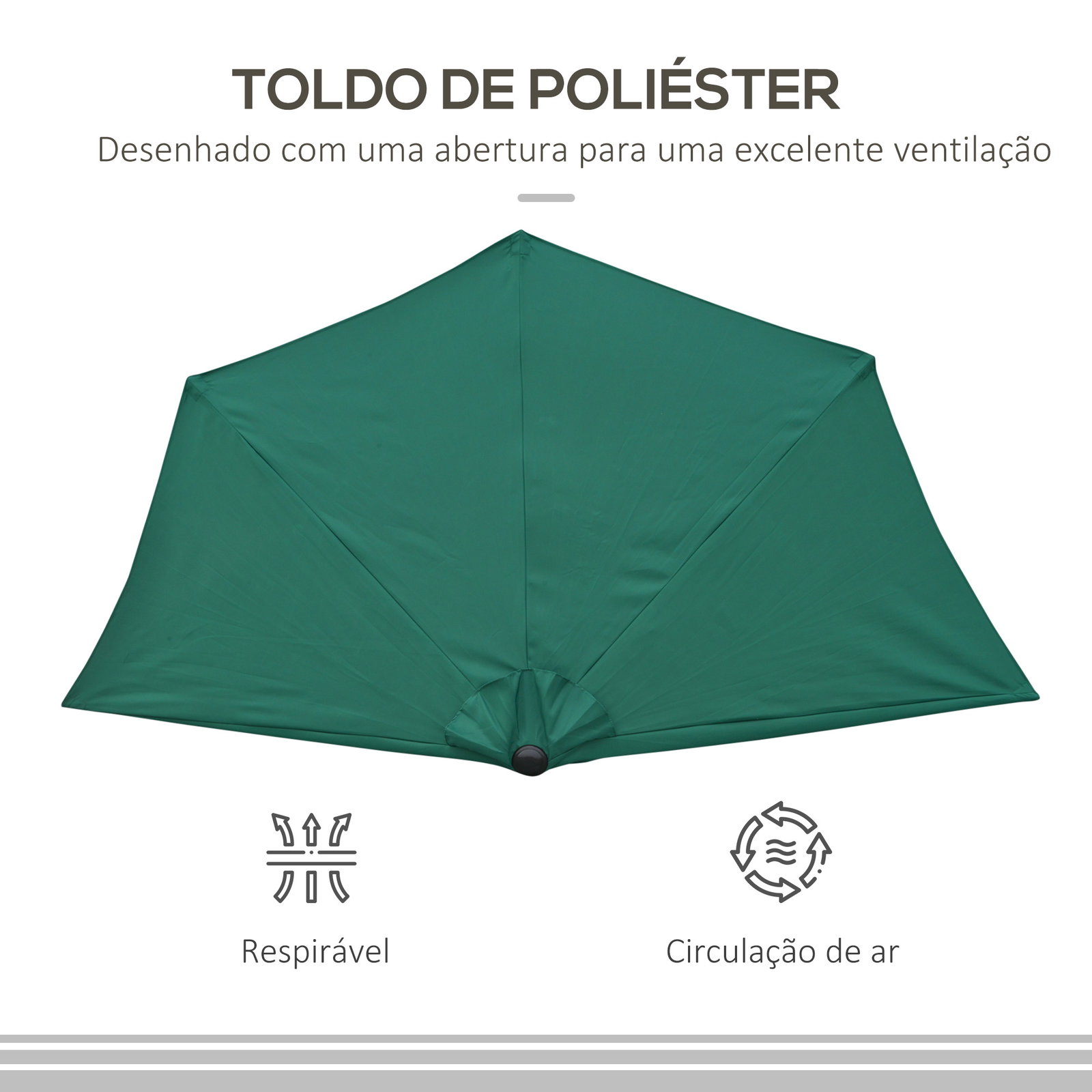 Chapéu de sol semicircular 269x138x236cm chapéu de sol à manivela para jardim terraço pátio piscina verde