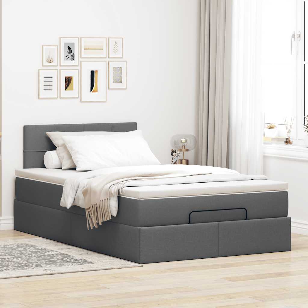 Cama otomana com colchão&leds 120x190 cm tecido cinzento escuro