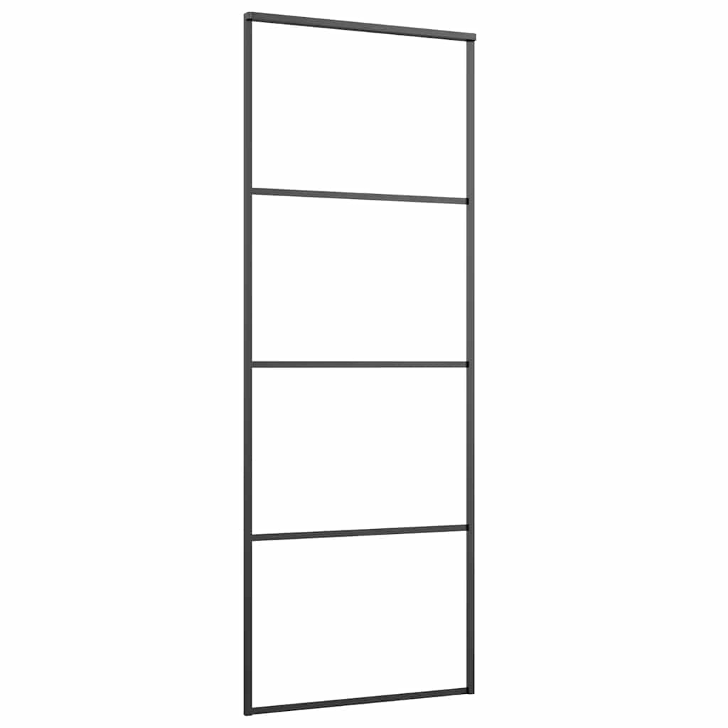 Porta deslizante em vidro esg fosco e alumínio 76x205 cm preto