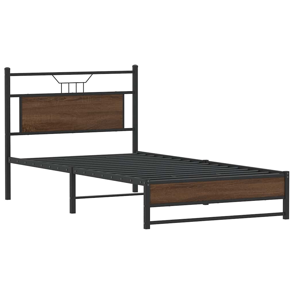 Estrutura de cama sem colchão 107x203 cm carvalho castanho