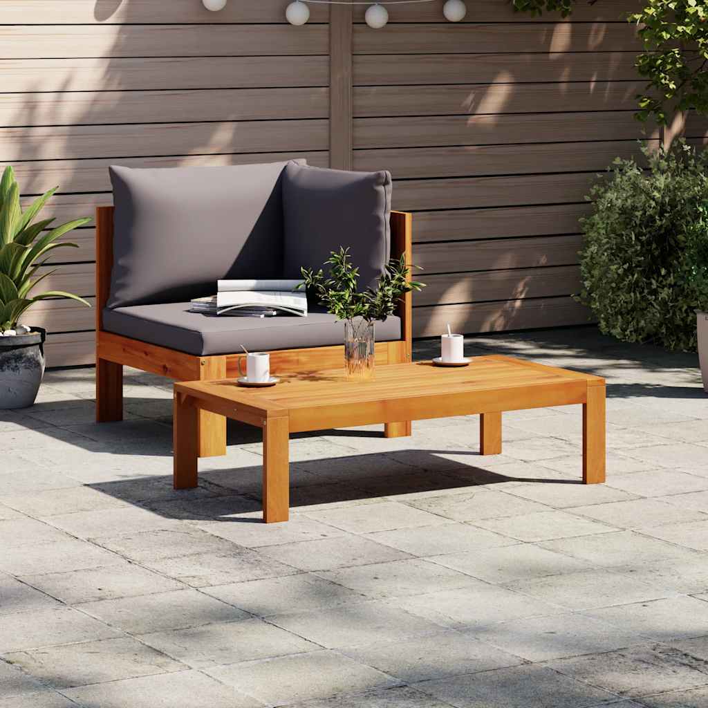 2 Pcs conjunto de sofás de jardim c/ almofadões acácia maciça