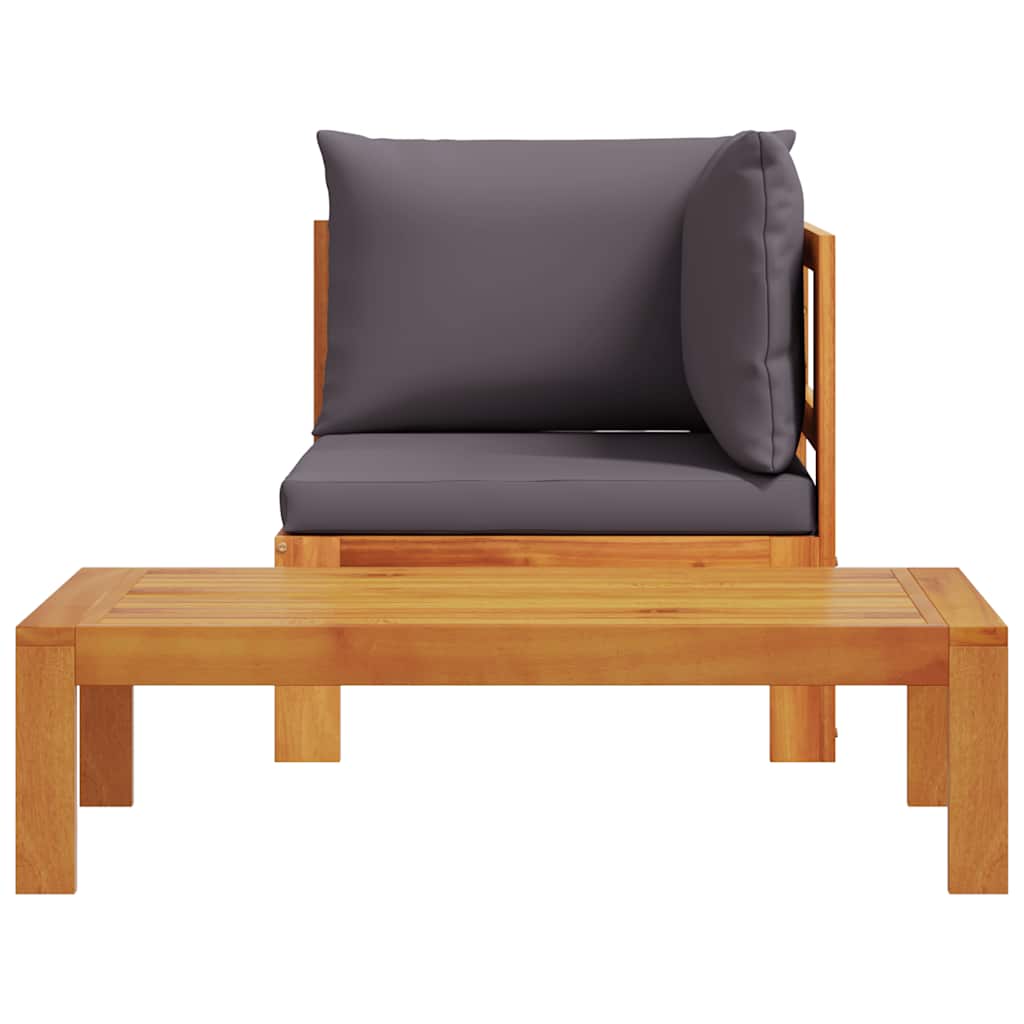 2 Pcs conjunto de sofás de jardim c/ almofadões acácia maciça