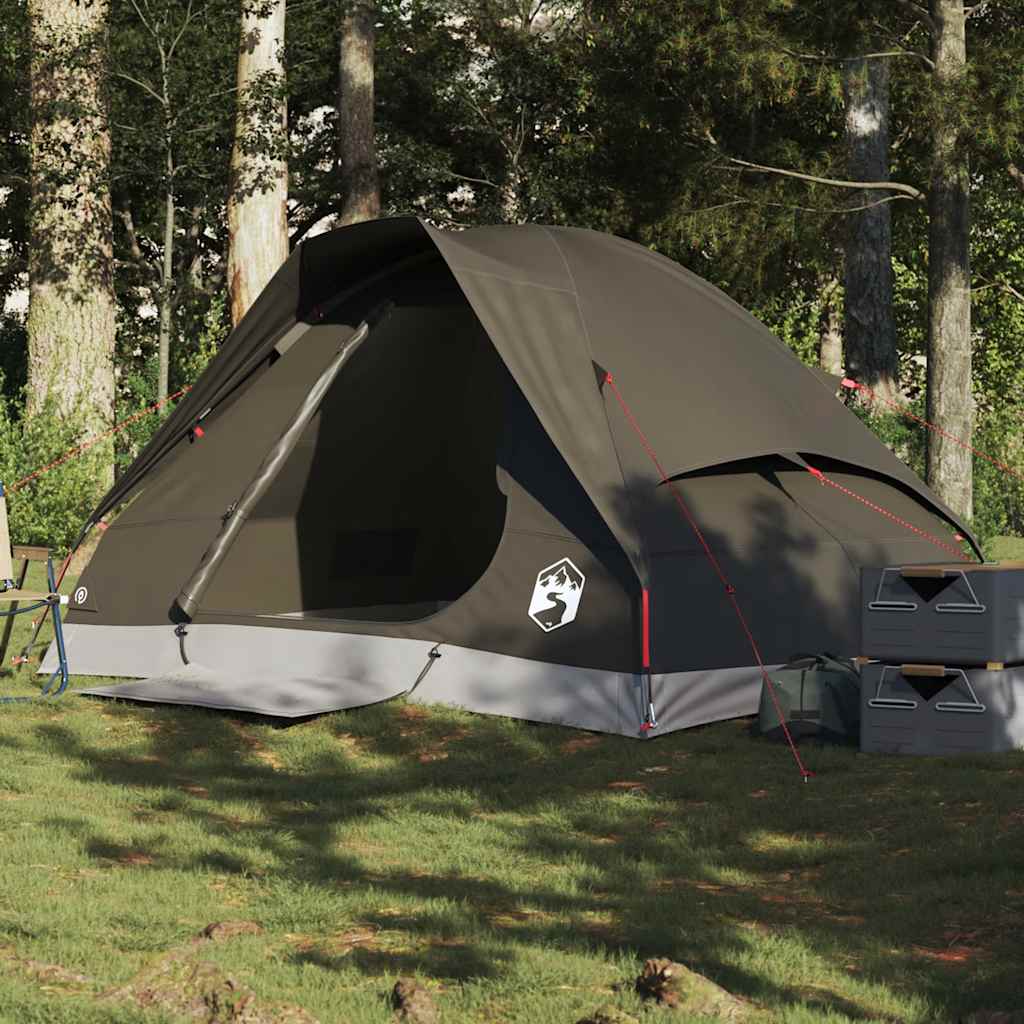 Tenda de campismo cúpula para 2 pessoas impermeável castanho