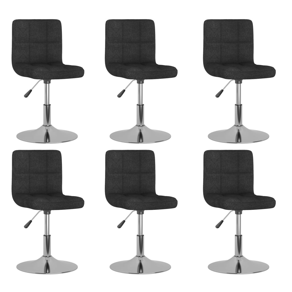 Cadeiras de jantar giratórias 6 pcs tecido preto