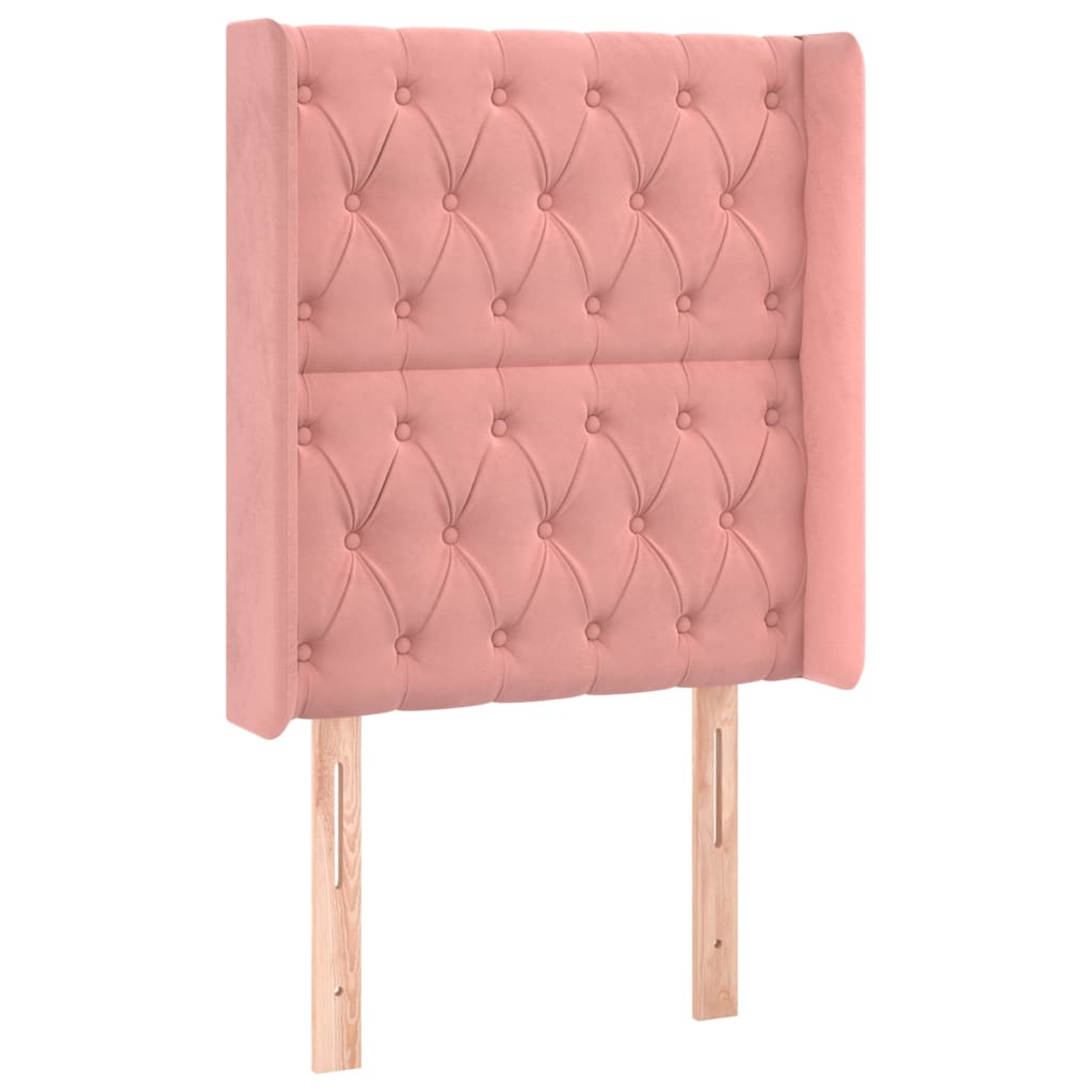Cabeceira de cama c/ luzes LED veludo 83x16x118/128 cm rosa