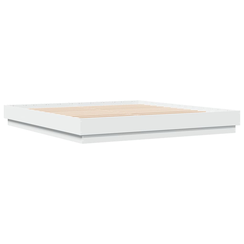 Estrutura de cama com luzes LED 180x200 cm branco