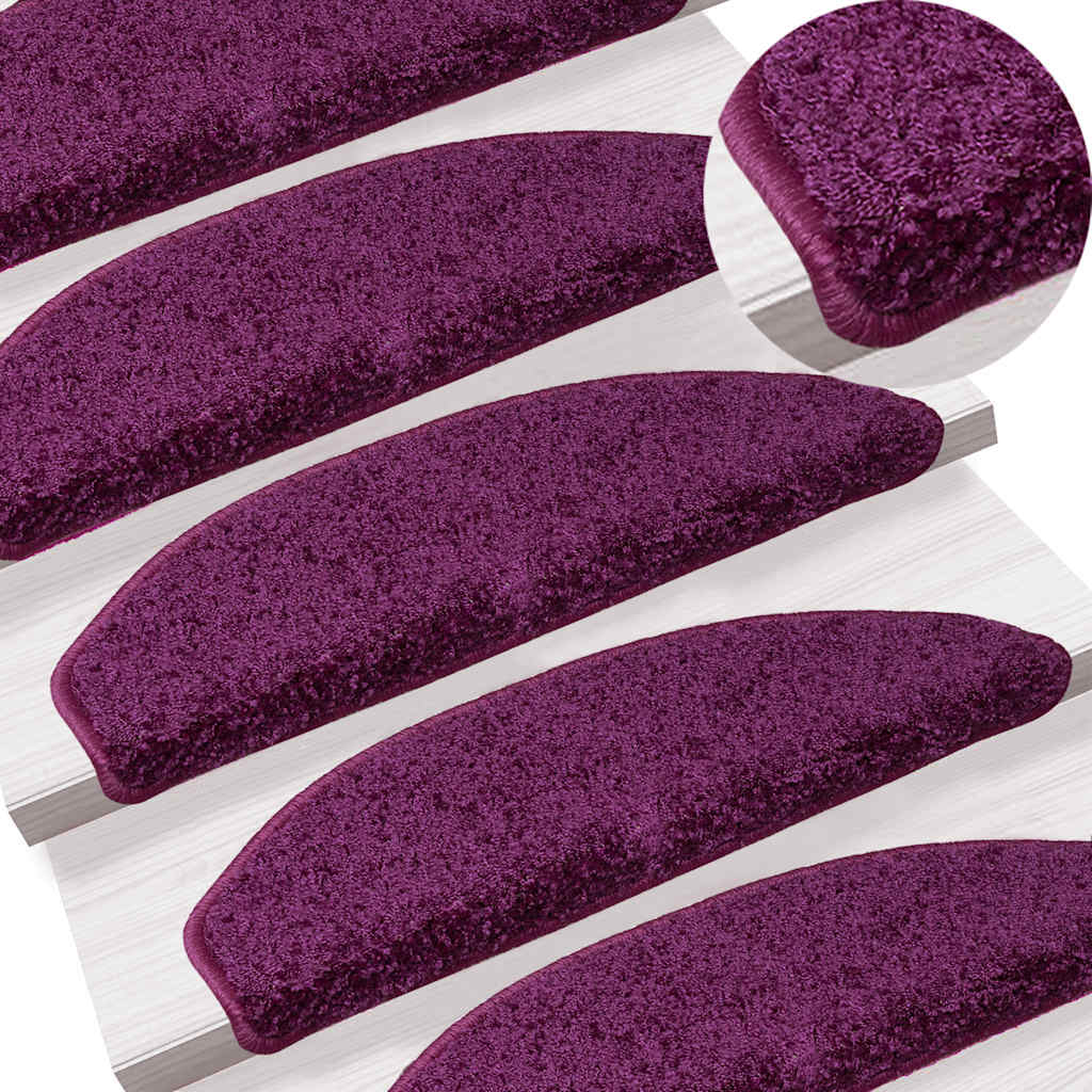 Tapetes de escada 30 peças 65x21x4 cm violeta meio redondo grande
