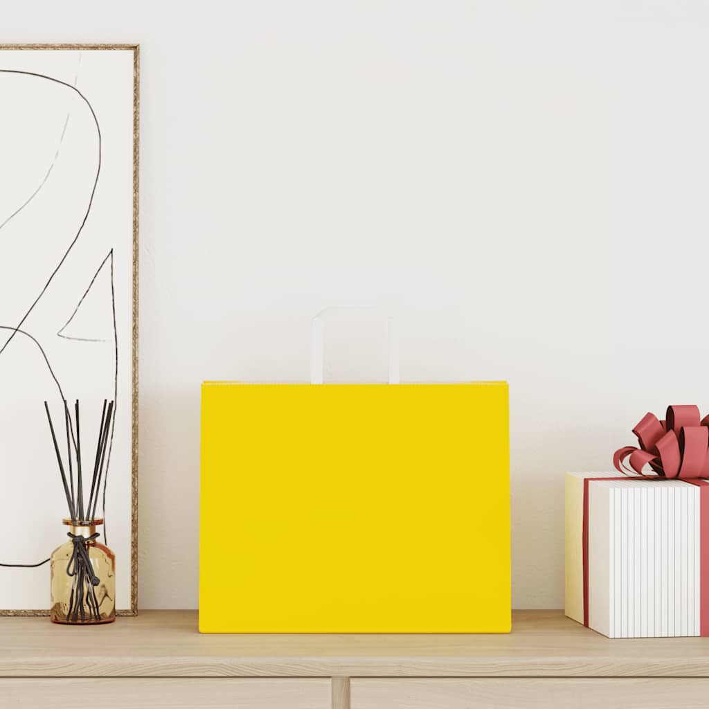 Sacos de papel 250 unid com alças amarelo 32x22x24 cm