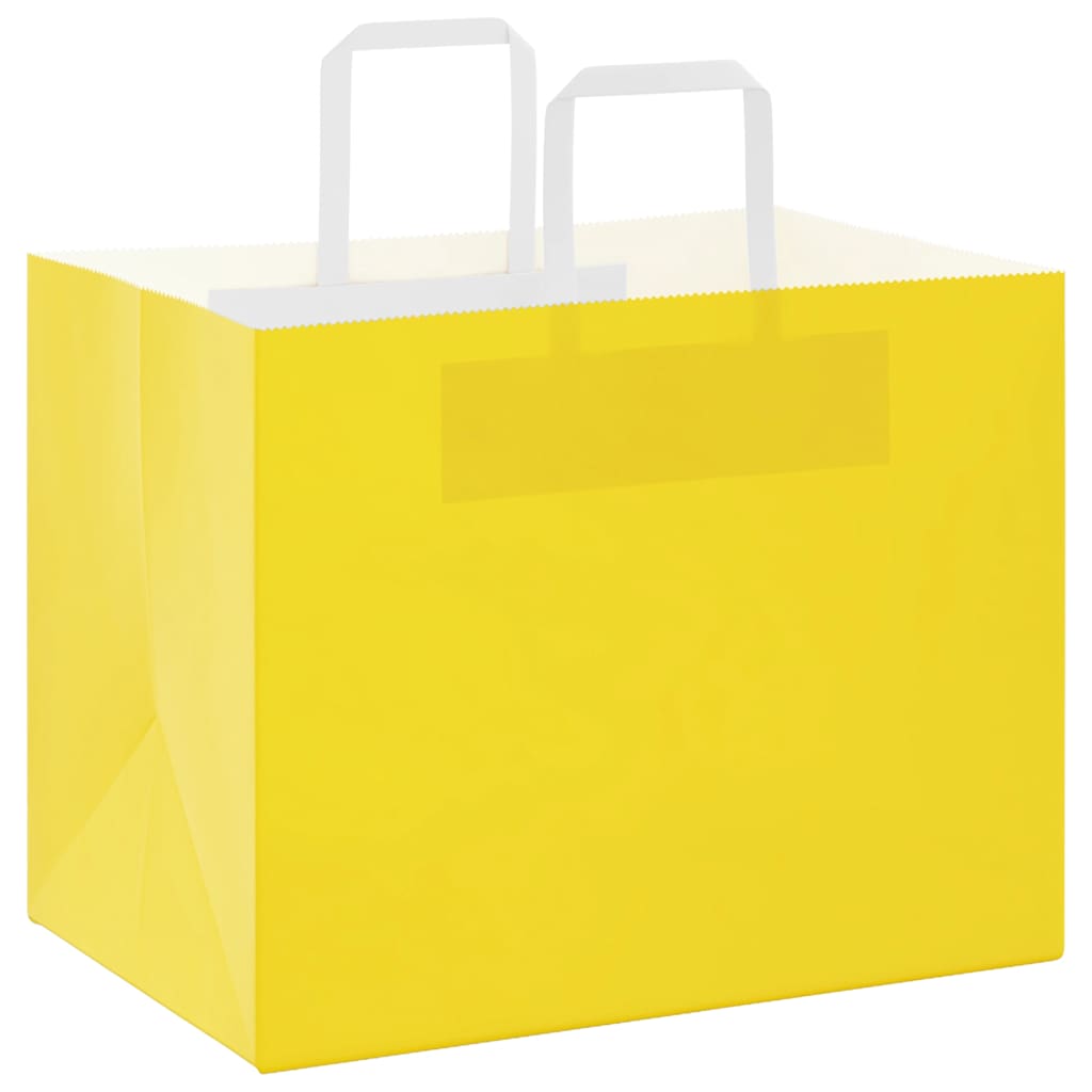 Sacos de papel 250 unid com alças amarelo 32x22x24 cm