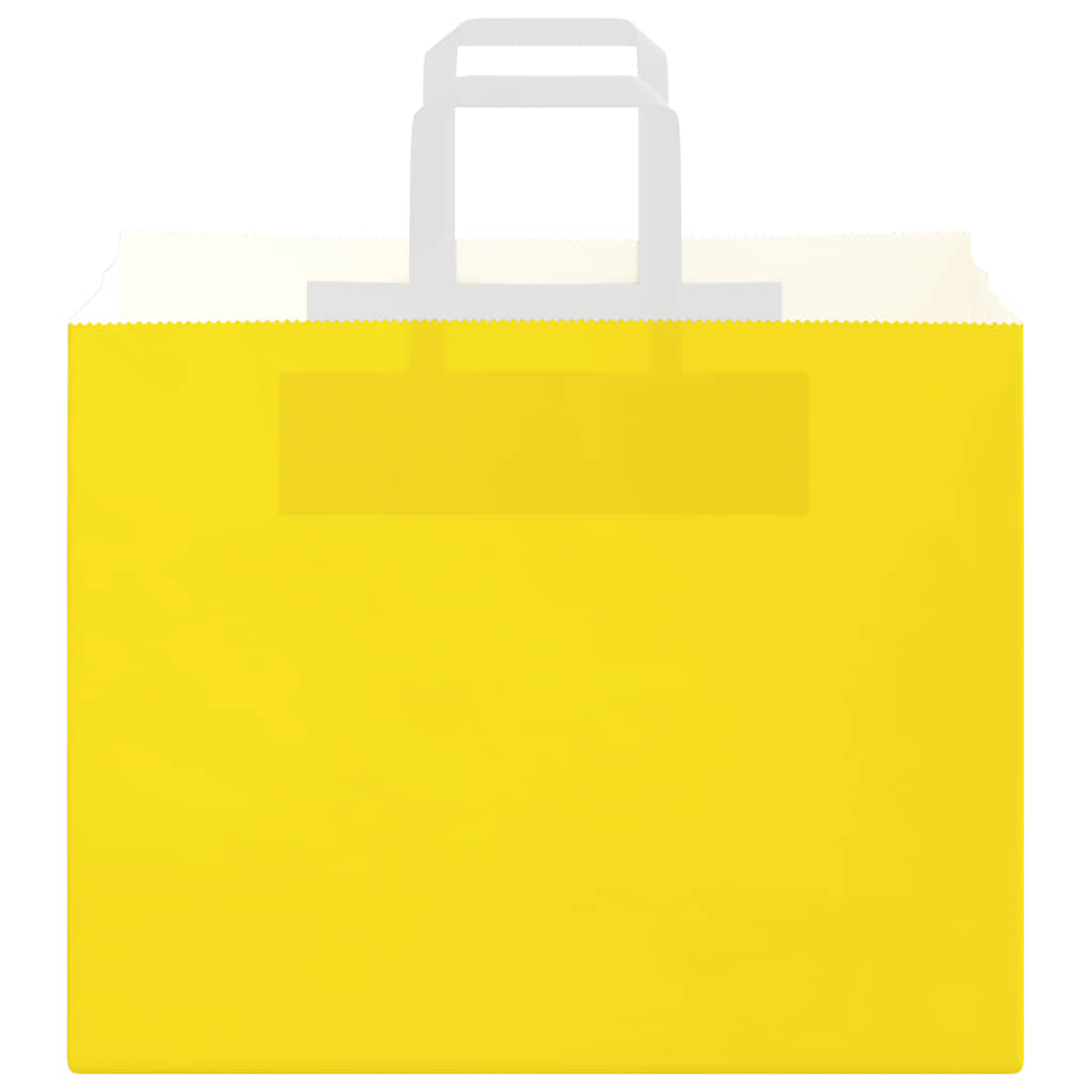 Sacos de papel 250 unid com alças amarelo 32x22x24 cm