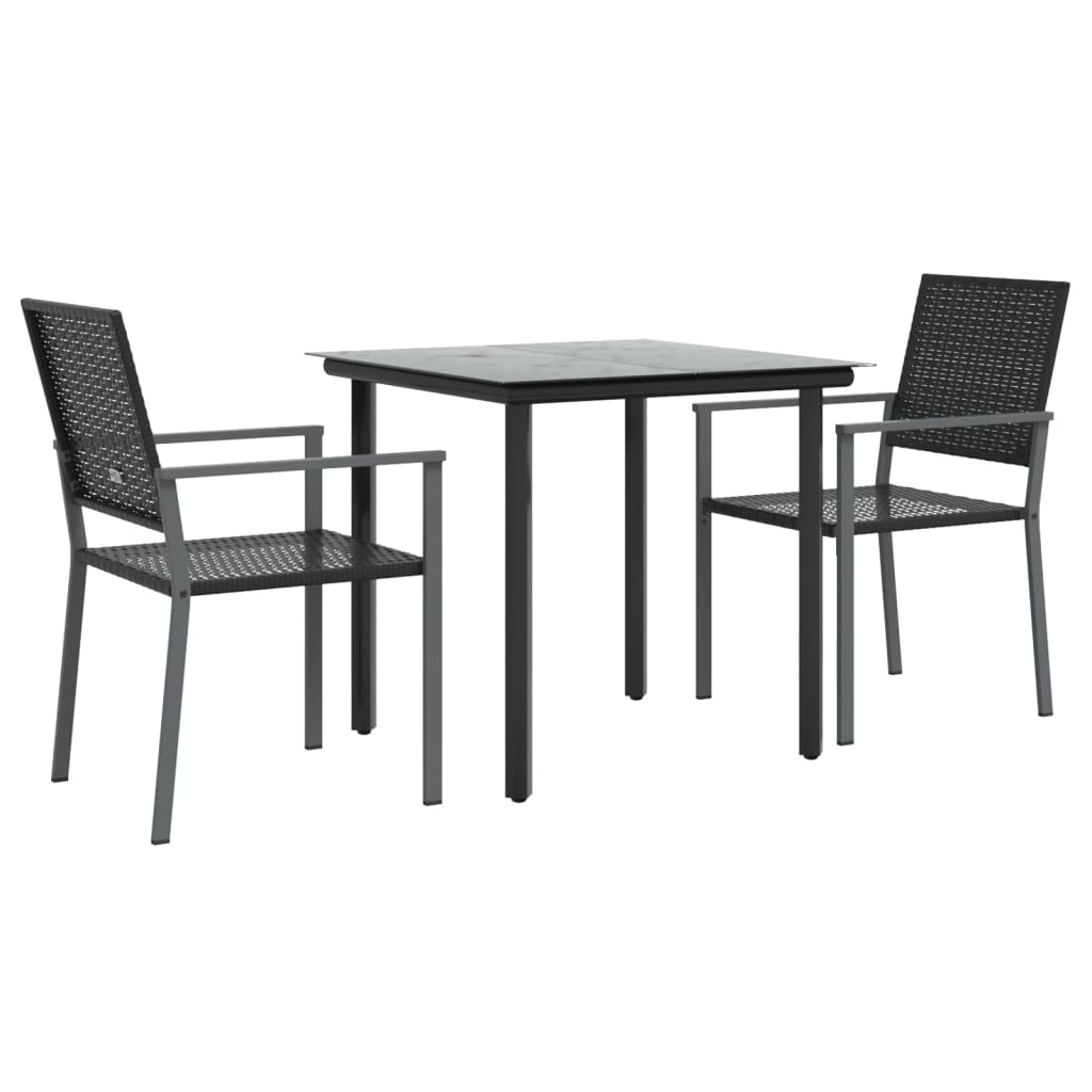 3 Pcs conjunto de jantar p/ jardim vime PE e aço