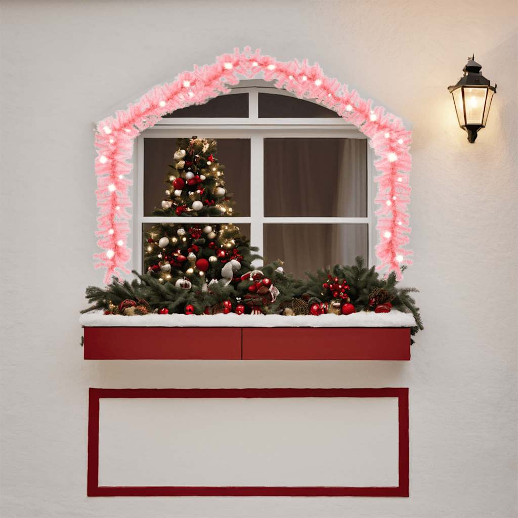 Grinalda de natal com luzes LED 10 m cor-de-rosa