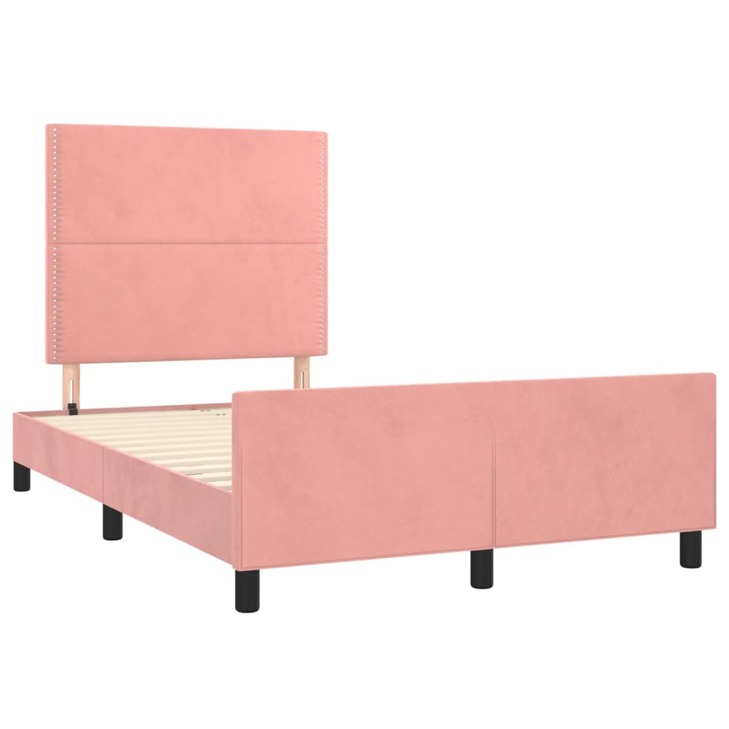 Estrutura de cama com colchão 120x190 cm veludo rosa