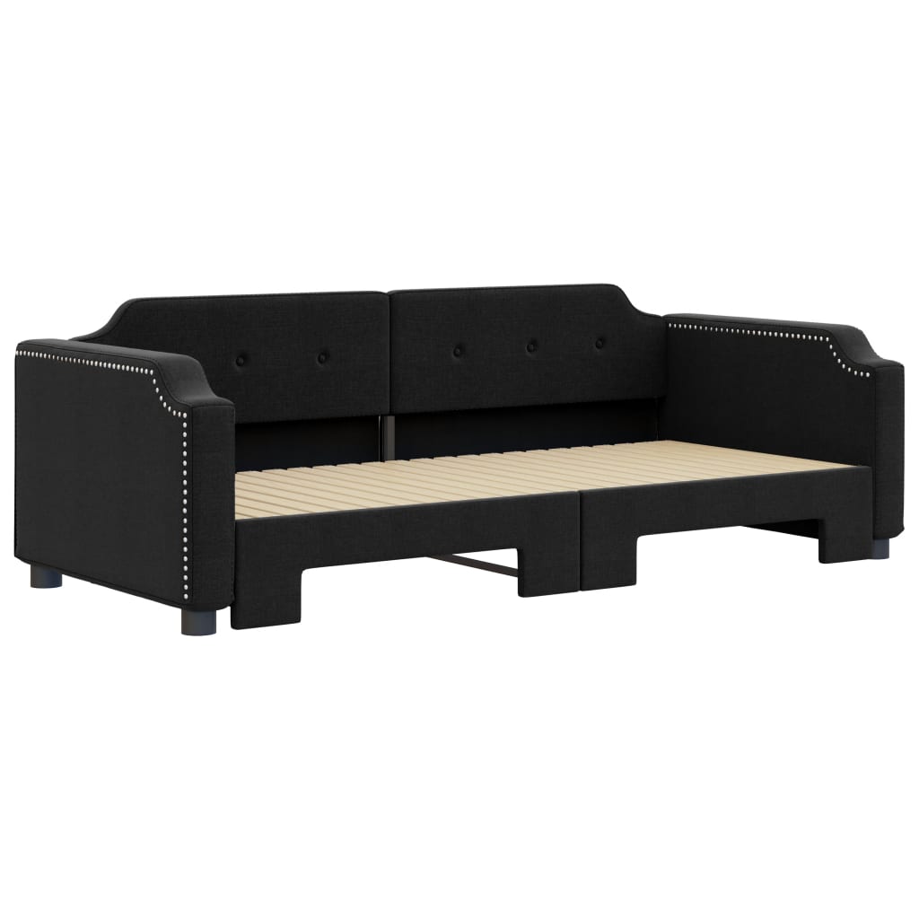 Sofá-cama com gavetão 80x200 cm tecido preto