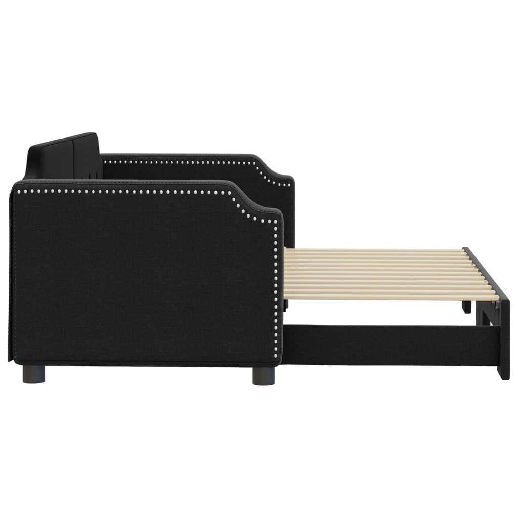 Sofá-cama com gavetão 80x200 cm tecido preto
