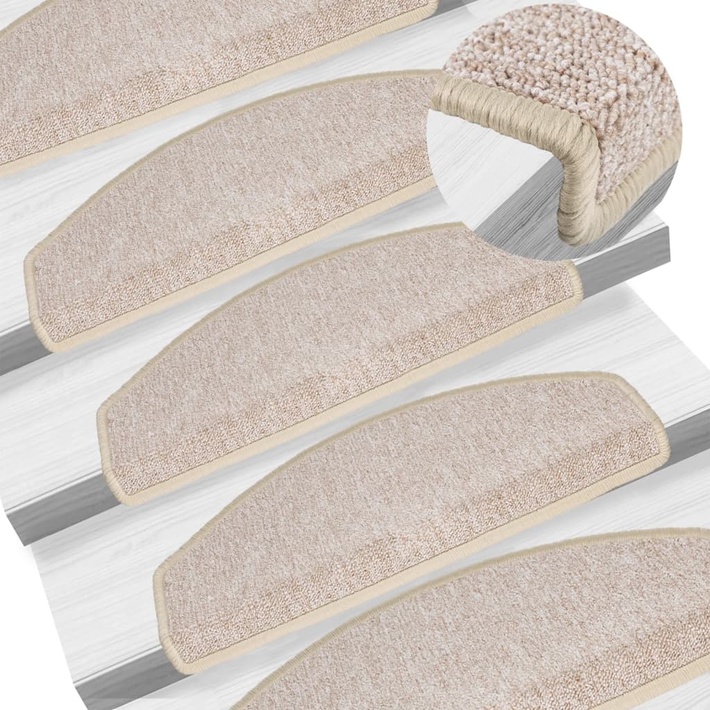 Tapetes de escada 15 peças 65x24x4 cm cinza-claro semicircular grande