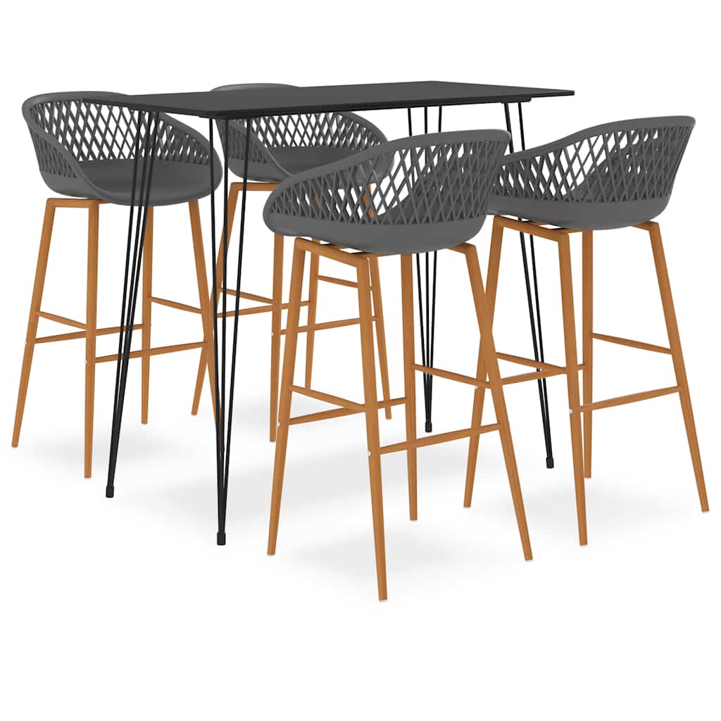 5 Pcs conjunto de bar preto e cinzento