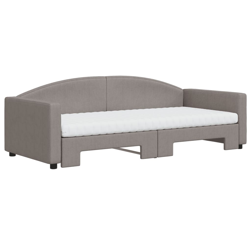 Sofá-cama c/ gavetão/colchões 90x200cm tecido cinza-acastanhado