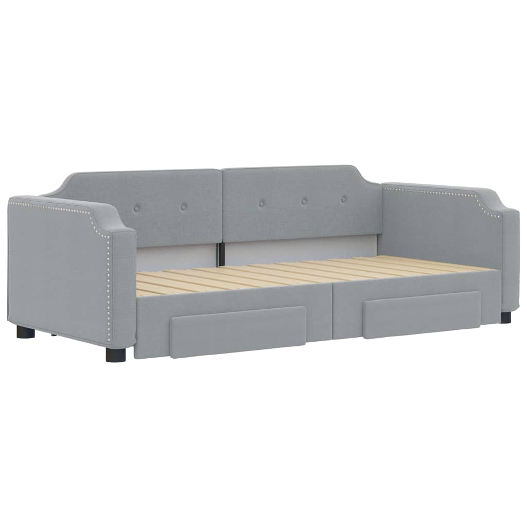 Sofá-cama c/ gavetão e gavetas 100x190 cm tecido cinzento-claro