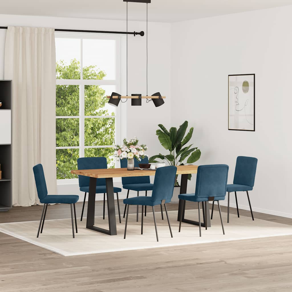 Cadeiras de jantar 6 pcs veludo azul