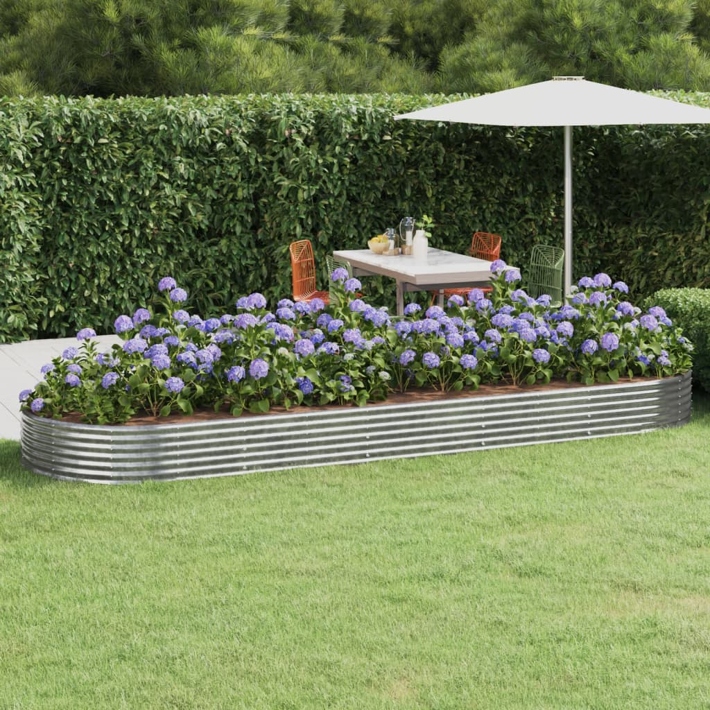 Canteiro elevado jardim 450x140x36 aço galvanizado prateado
