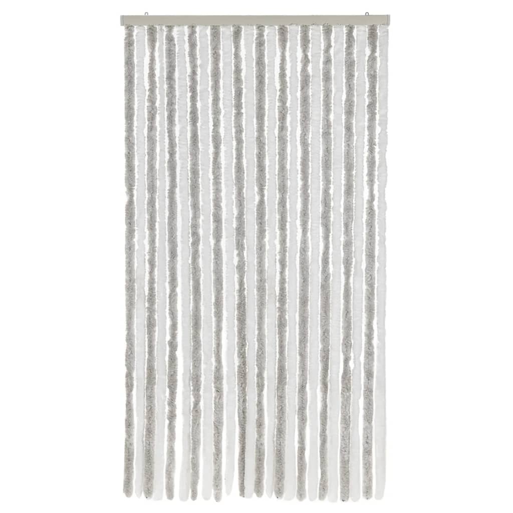 Cortina anti-insetos 100x200cm chenille cinzento-claro e branco