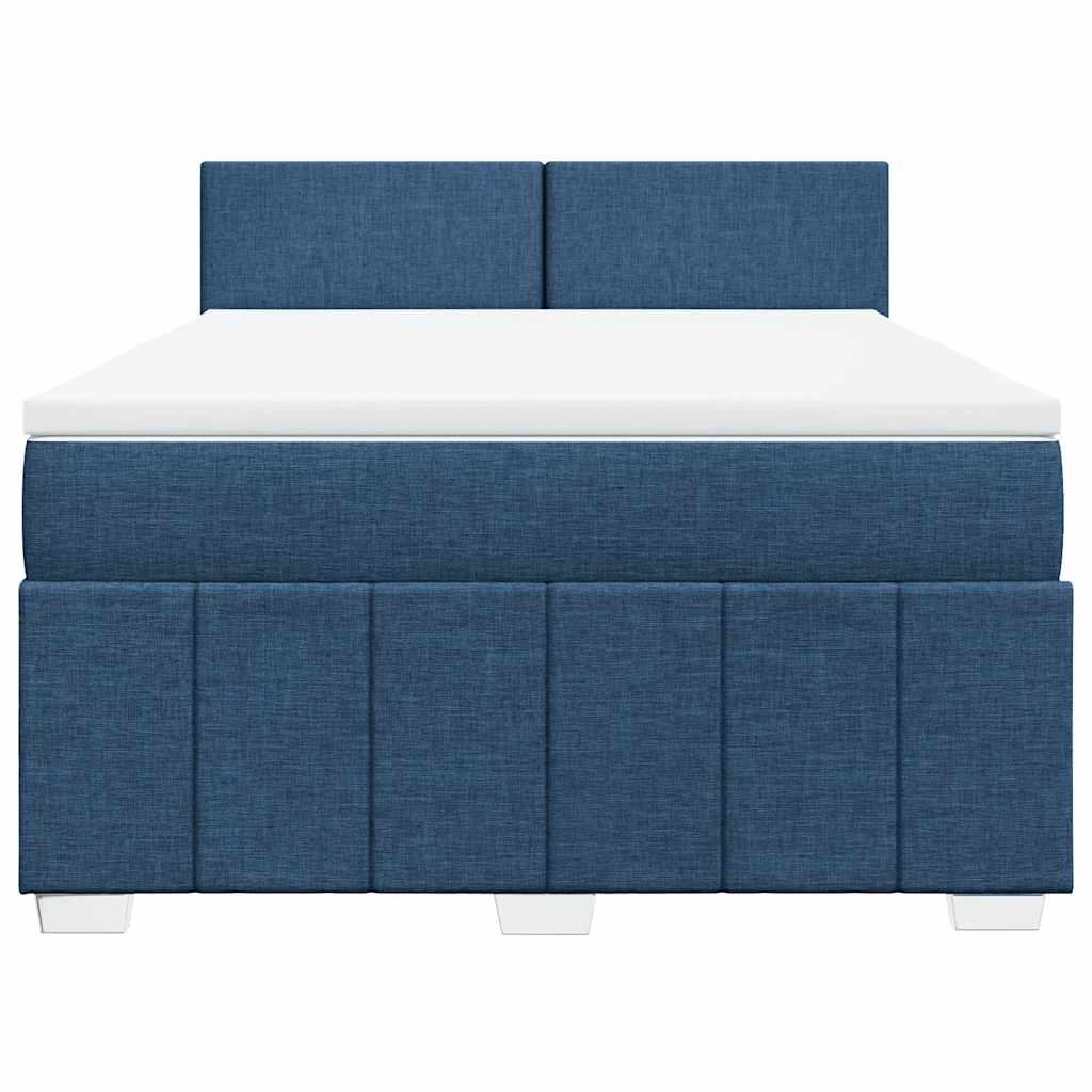 Cama com molas/colchão 140x190 cm tecido azul