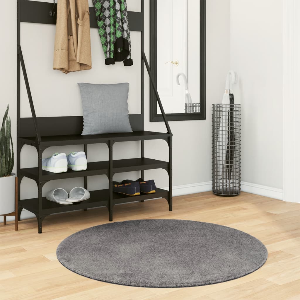 Tapete pelo curto macio e lavável huarte ø 100 cm antracite