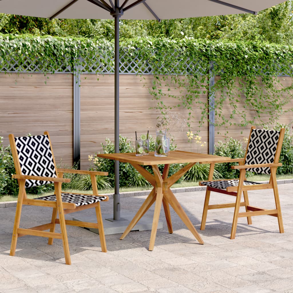 3 Pcs conjunto de jantar para jardim madeira de acácia maciça